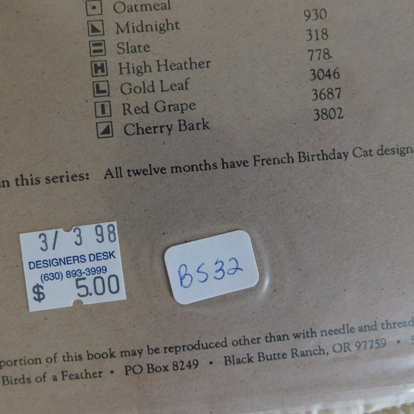 Birds of a Feather June Birthday Cat series cross stitch chart prim Juin pattern - Picture 10 of 11